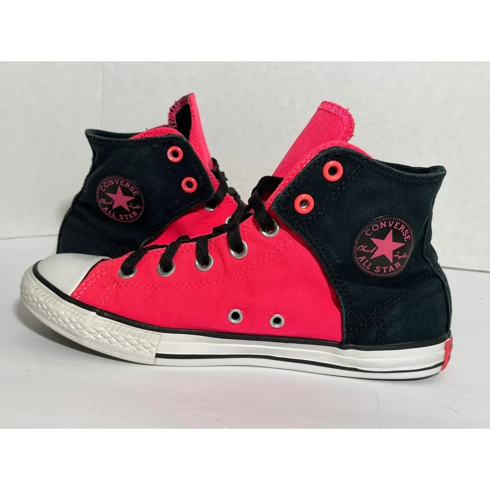Converse Chuck Taylor All Star High Top Neon Pink Black Sneakers Y2K Streetwear